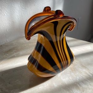 Tiger Striped Art Glass Vase